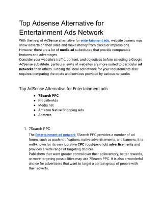 Top Adsense Alternative for Entertainment Ads Network