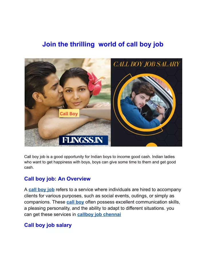 join the thrilling world of call boy job