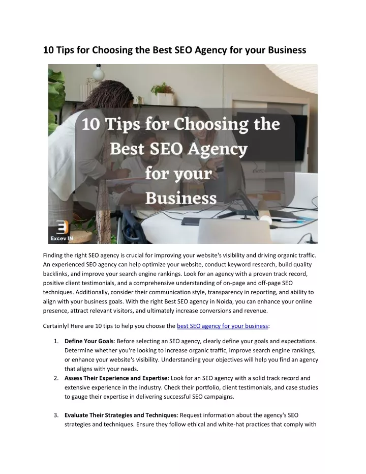 10 tips for choosing the best seo agency for your