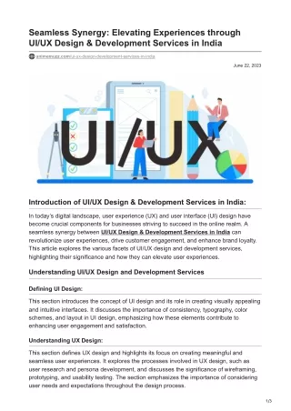 Seamless Synergy Elevating Experiences through UIUX Design amp Development Services in India