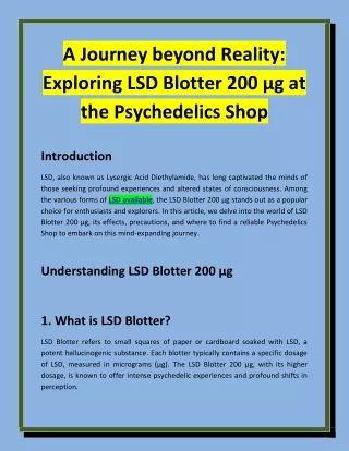 A Journey Beyond Reality Exploring LSD Blotter 200 µg at the Psychedelics Shop