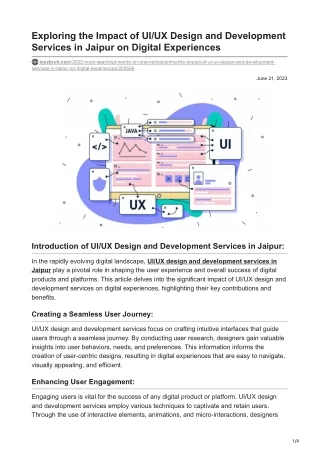 Exploring the Impact of UIUX Design and Development Services in Jaipur on Digital Experiences