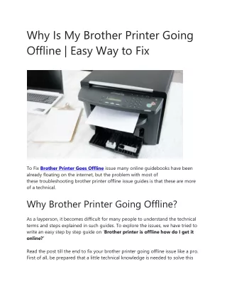 Why Is My Brother Printer Going Offline | Easy Way to Fix