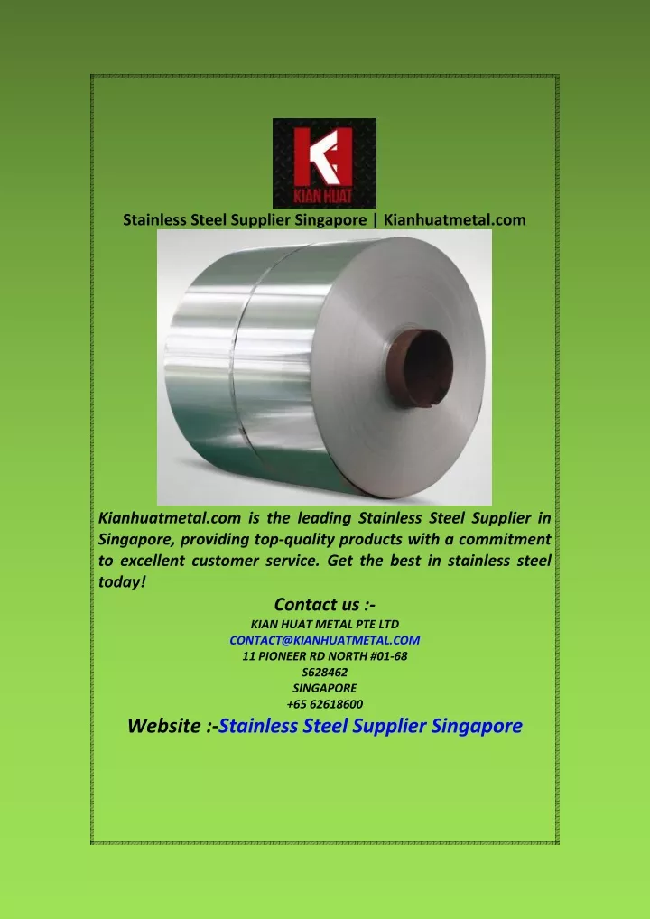 stainless steel supplier singapore kianhuatmetal