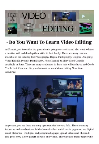 Do You Want To Learn Video Editing