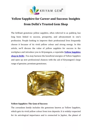 Yellow Sapphire for Career and Success Insights from Delhi's Trusted Gem Shop