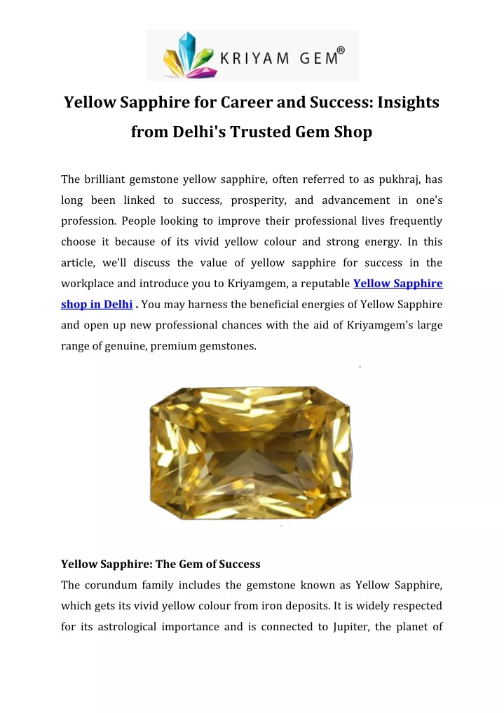 yellow sapphire for career and success insights