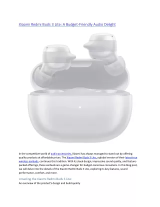 xiaomi redmi buds 3 lite a budget friendly audio