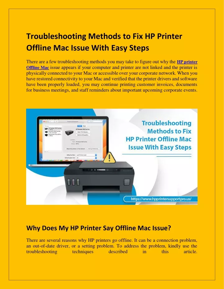 troubleshooting methods to fix hp printer offline