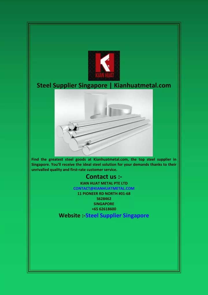 steel supplier singapore kianhuatmetal com