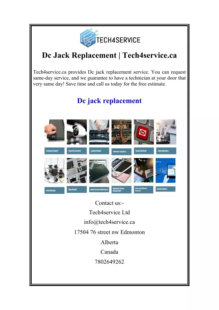 dc jack replacement tech4service ca
