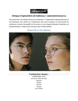 Clinique d'optométrie de Gatineau  Laboratoirevisuel.ca....
