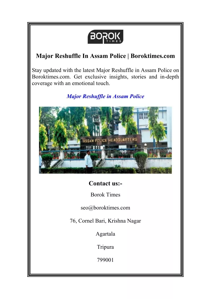 major reshuffle in assam police boroktimes com