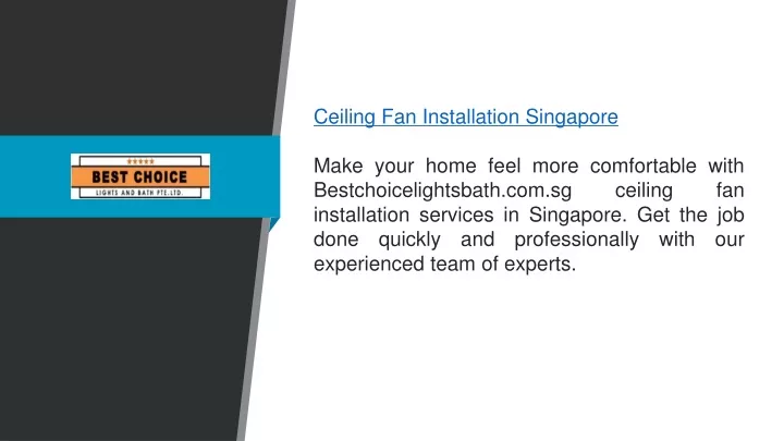 ceiling fan installation singapore make your home
