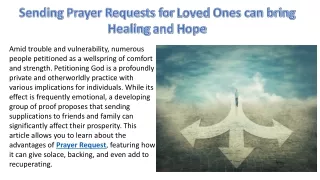 Sending Prayer Requests for Loved Ones can bring Healing and Hope