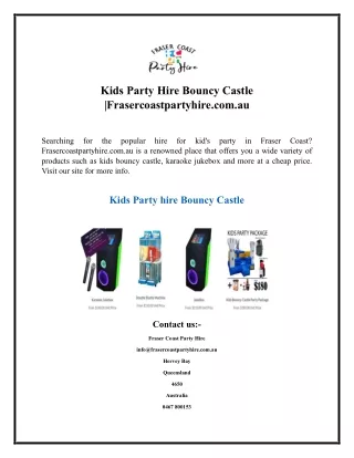Kids Party Hire Bouncy Castle Frasercoastpartyhire.com.au