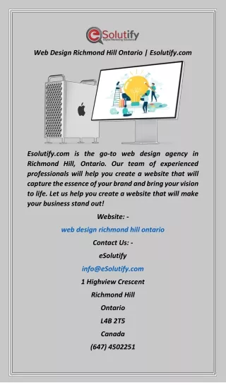 Web Design Richmond Hill Ontario  Esolutify