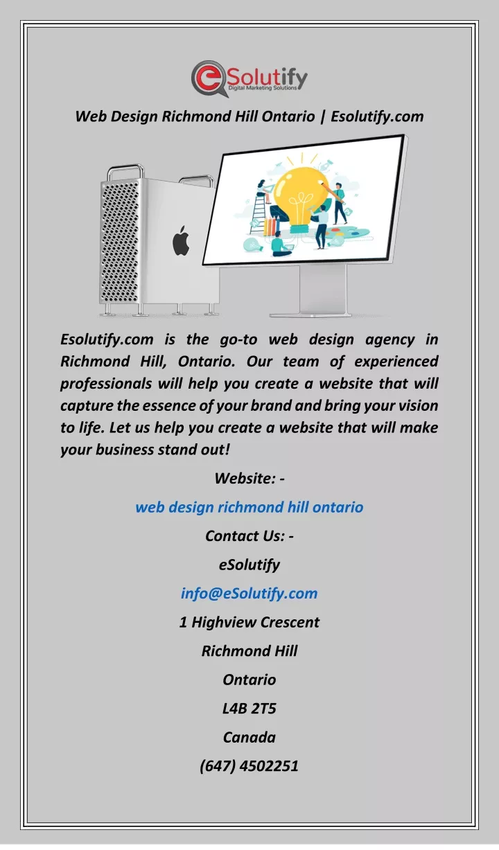 web design richmond hill ontario esolutify com