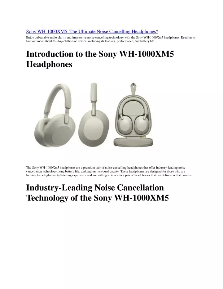 sony wh 1000xm5 the ultimate noise cancelling
