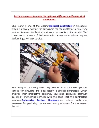 Factors to choose to make the optimum difference in the electrical contractors