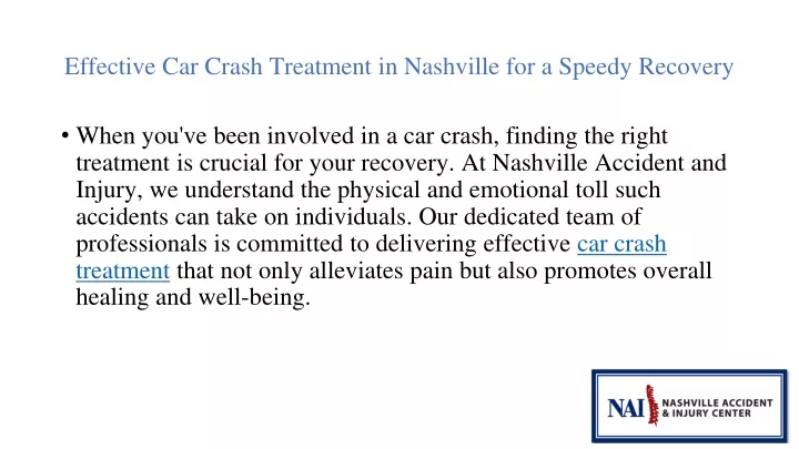 effective car crash treatment in nashville for a speedy recovery