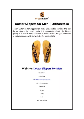Doctor Slippers for Men Orthorest.in
