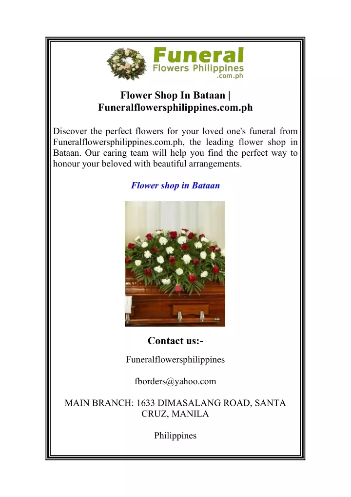 flower shop in bataan funeralflowersphilippines