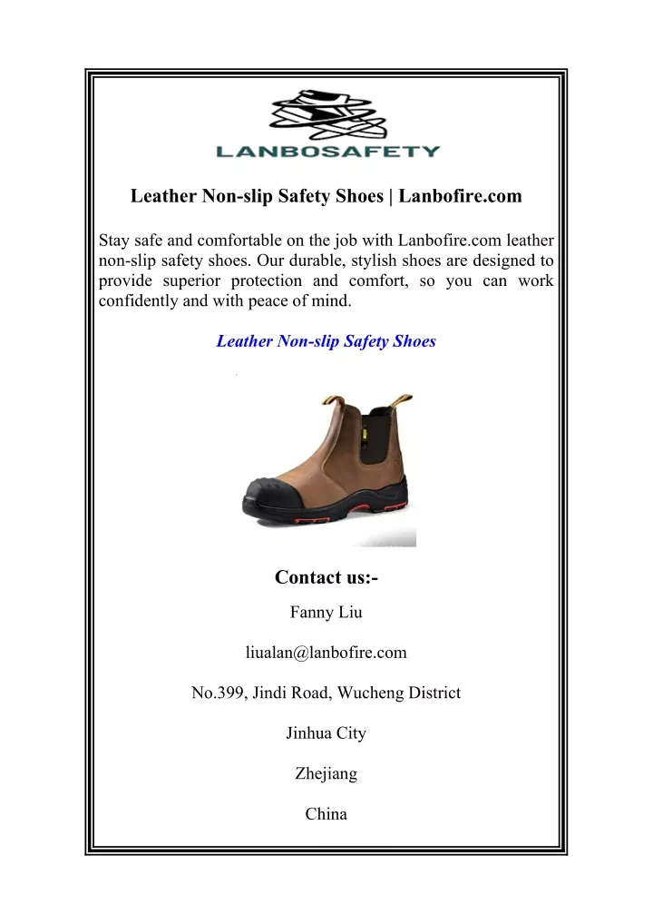 leather non slip safety shoes lanbofire com