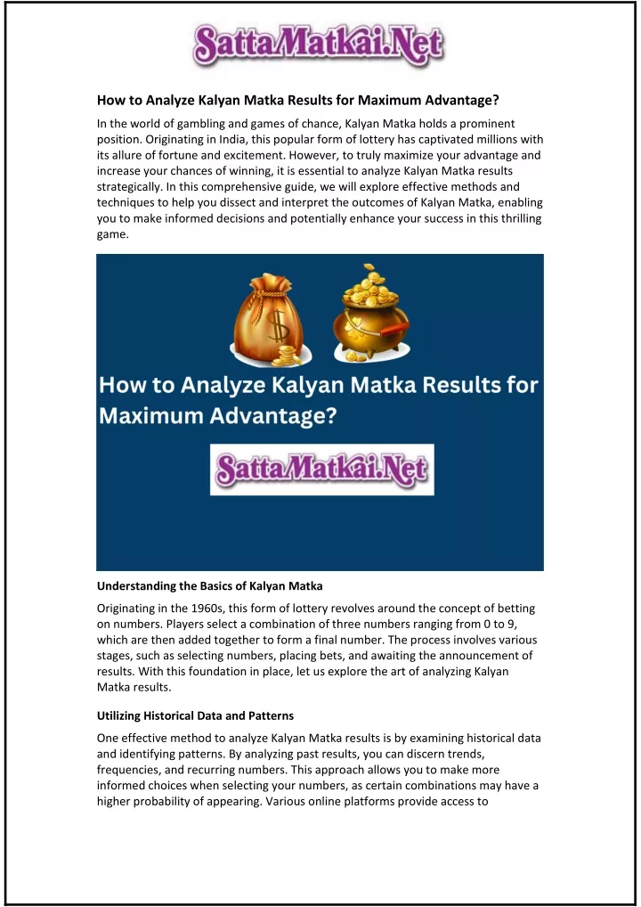 how to analyze kalyan matka results for maximum