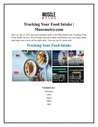 Tracking Your Food Intake  Muscmetro.com