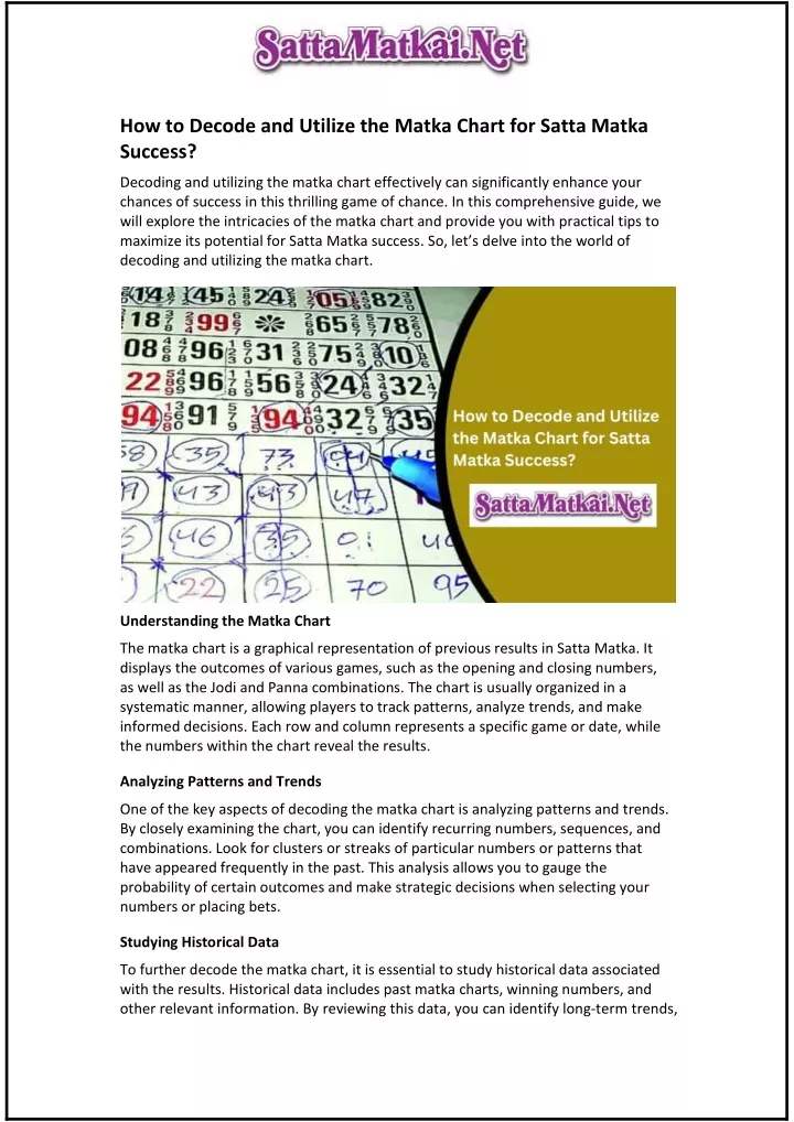 how to decode and utilize the matka chart