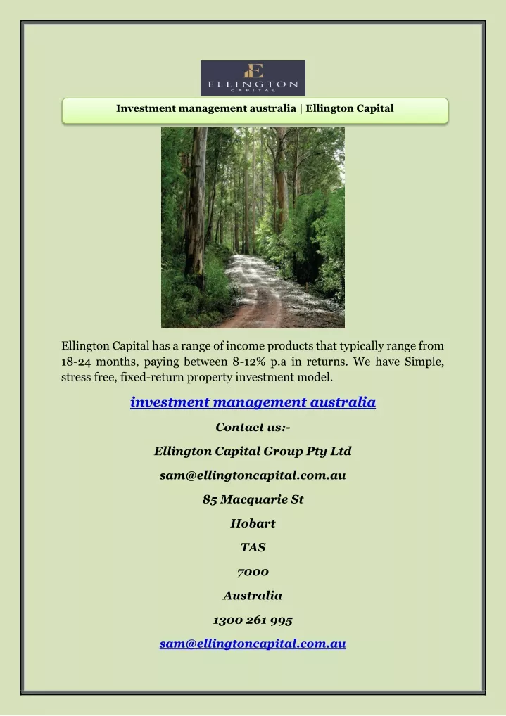 investment management australia ellington capital