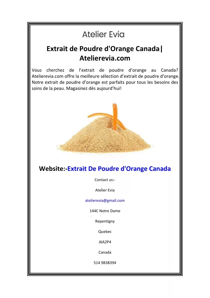 extrait de poudre d orange canada atelierevia com