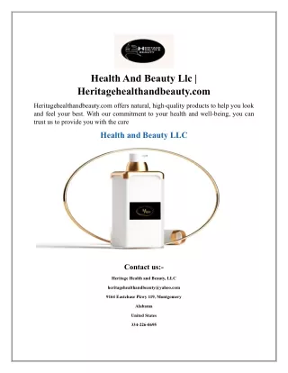 Health And Beauty Llc  Heritagehealthandbeauty.com