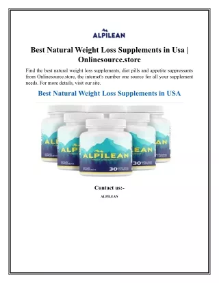 Best Natural Weight Loss Supplements in Usa  Onlinesource.store