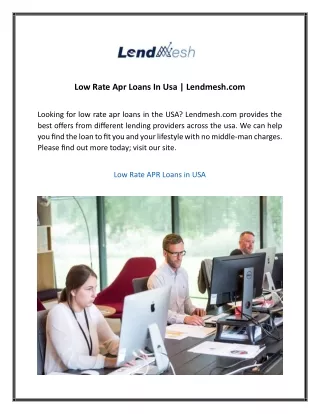 Low Rate Apr Loans In Usa  Lendmesh.com  2