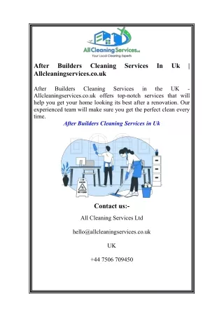 After Builders Cleaning Services In Uk  Allcleaningservices.co.uk