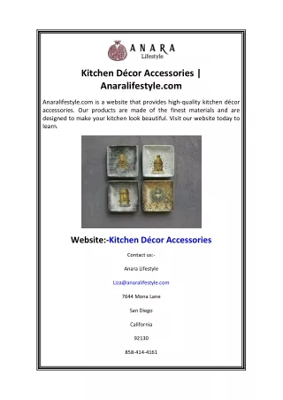 Kitchen Décor Accessories Anaralifestyle.com
