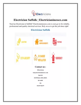 Electrician Suffolk  Electricianinessex.com