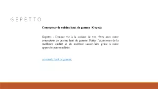 Concepteur de cuisine haut de gamme  Gepetto