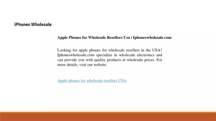 apple phones for wholesale resellers