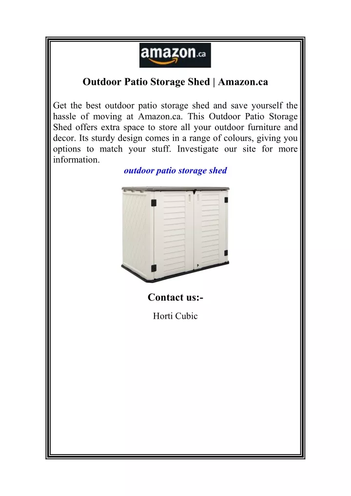 outdoor patio storage shed amazon ca