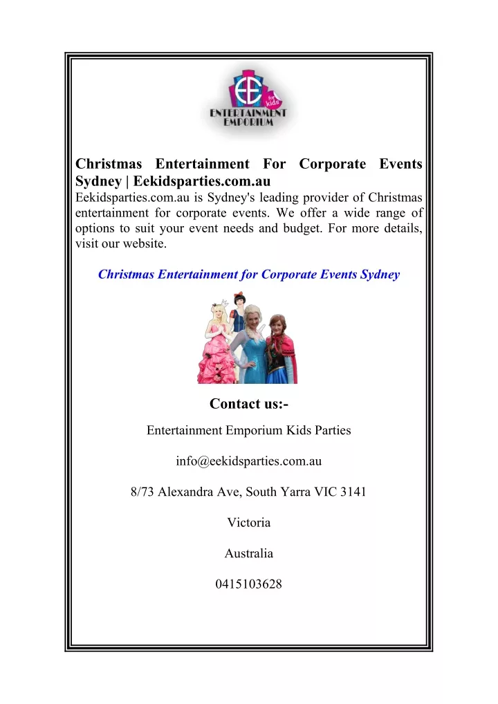 christmas entertainment for corporate events