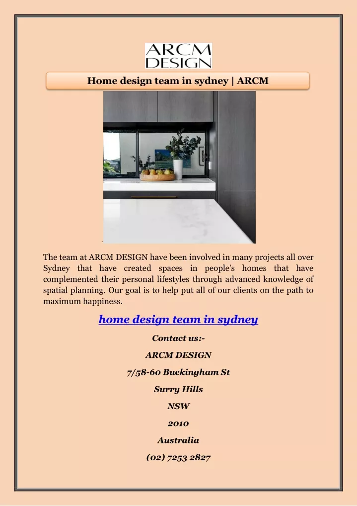 home design team in sydney arcm