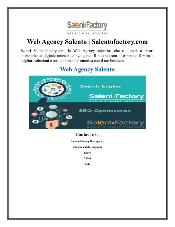 web agency salento salentofactory com