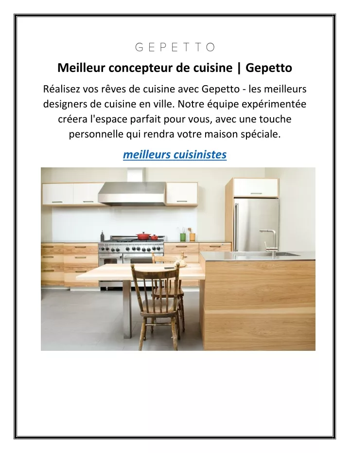 meilleur concepteur de cuisine gepetto