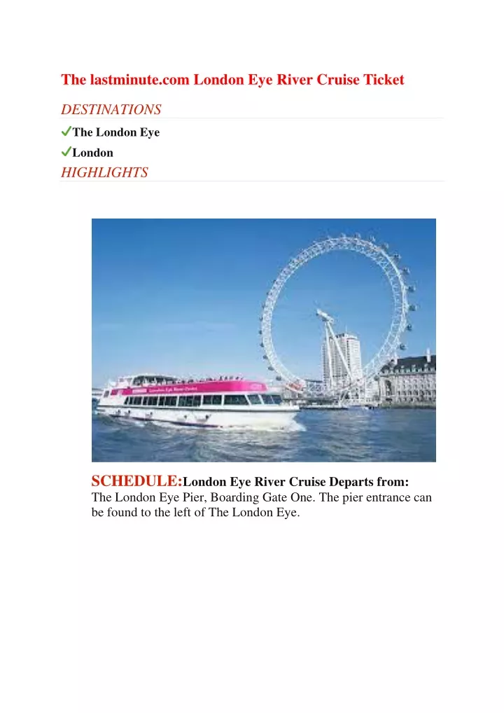 the lastminute com london eye river cruise ticket