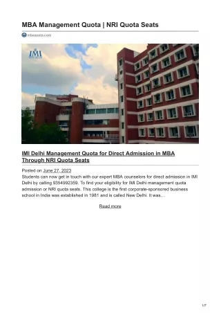 MBA Management Quota  NRI Quota Seats-mbaquota.com-