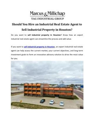 Should You Hire an Industrial Real Estate Agent to Sell Industrial Property in H