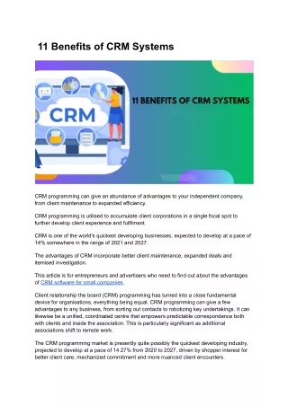11 Benefits of CRM Systems